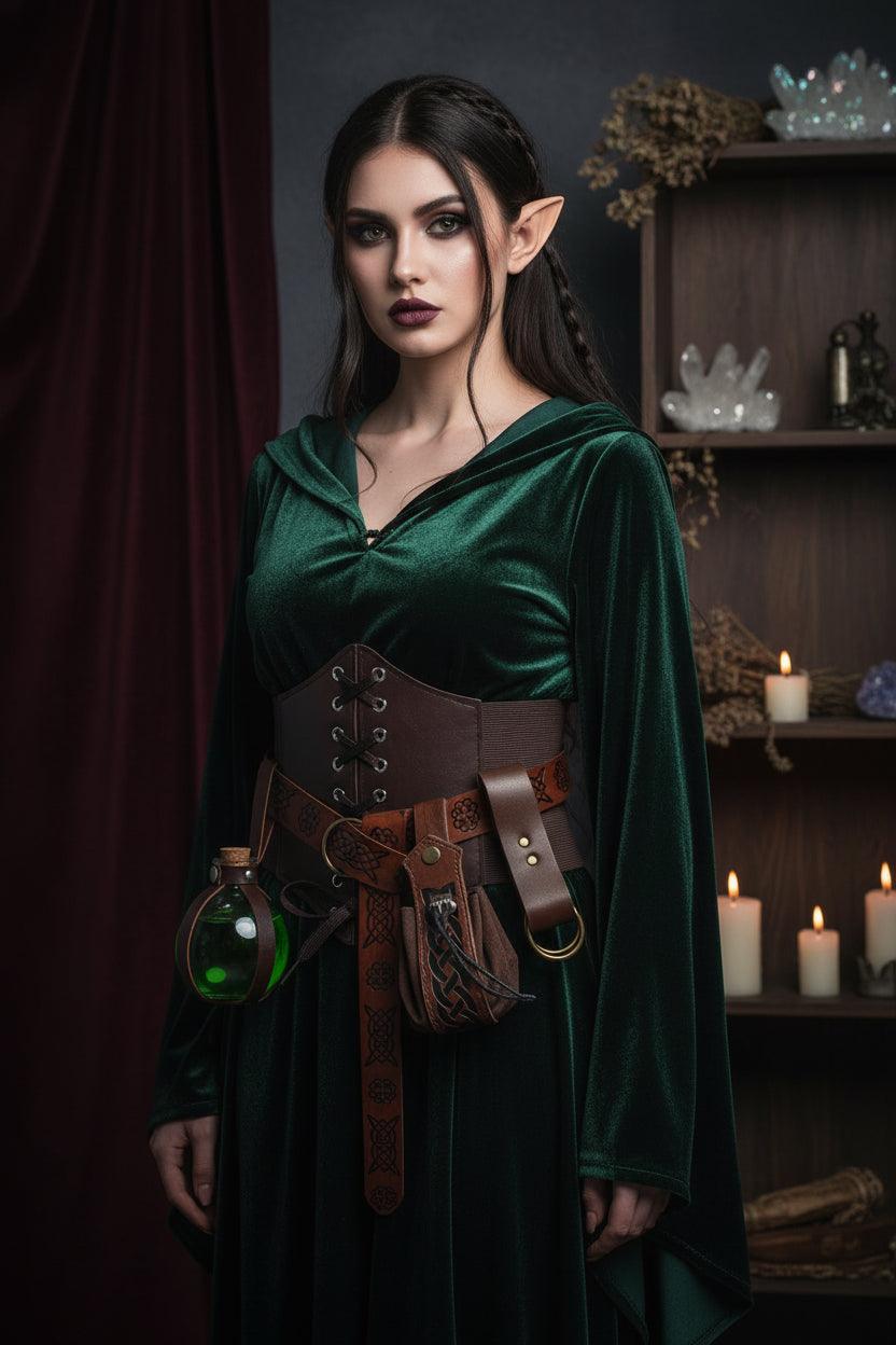 Renaissance Corset Set - Sorceress Sanctuary Black-Brown