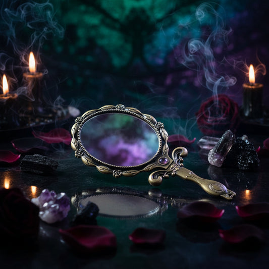 Retro Portable Handheld Metal Makeup Mirror Sorceress Sanctuary