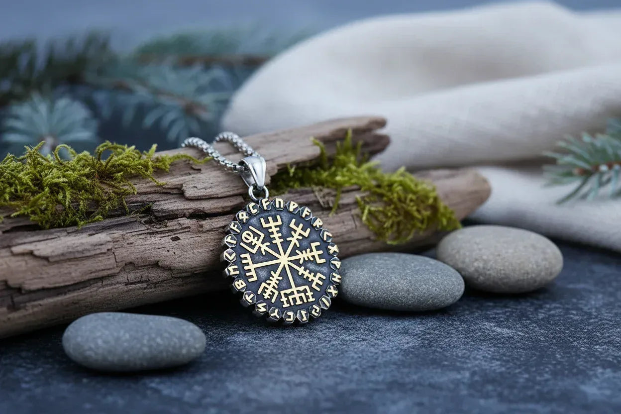 Rune Compass Necklace - Sorceress Sanctuary Steel [single pendant]-Steel [pendant +3.0 * 60cm chain]-Golden [single pendant]-Golden [pendant +3.0 * 60cm chain]