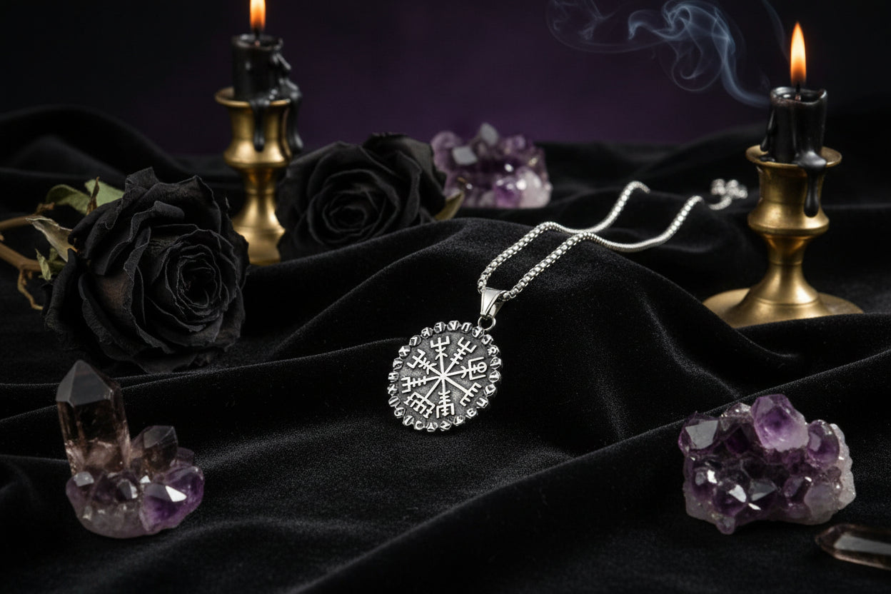 Rune Compass Necklace - Sorceress Sanctuary Steel [single pendant]-Steel [pendant +3.0 * 60cm chain]-Golden [single pendant]-Golden [pendant +3.0 * 60cm chain]