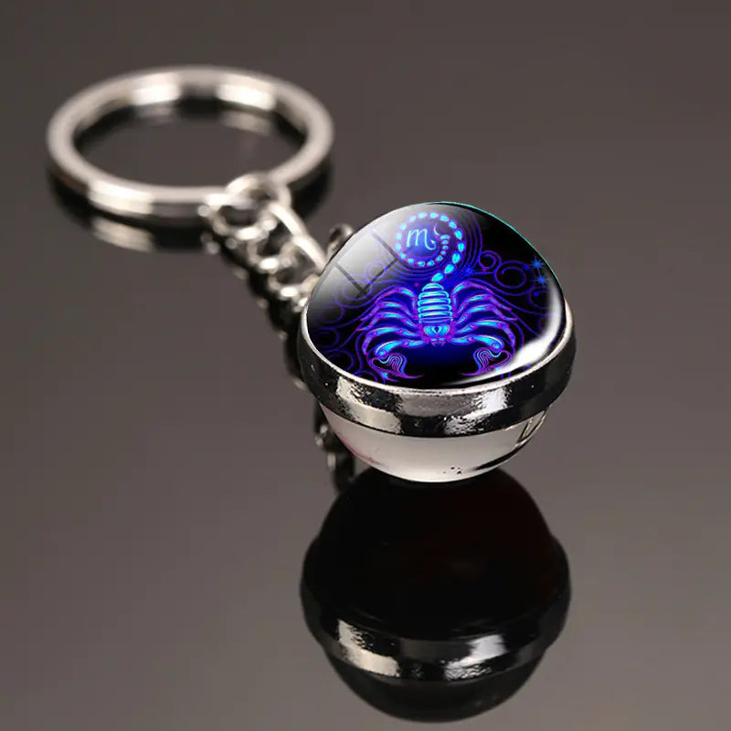 Zodiac Keychain | Time Gem Double-Sided Glass Ball