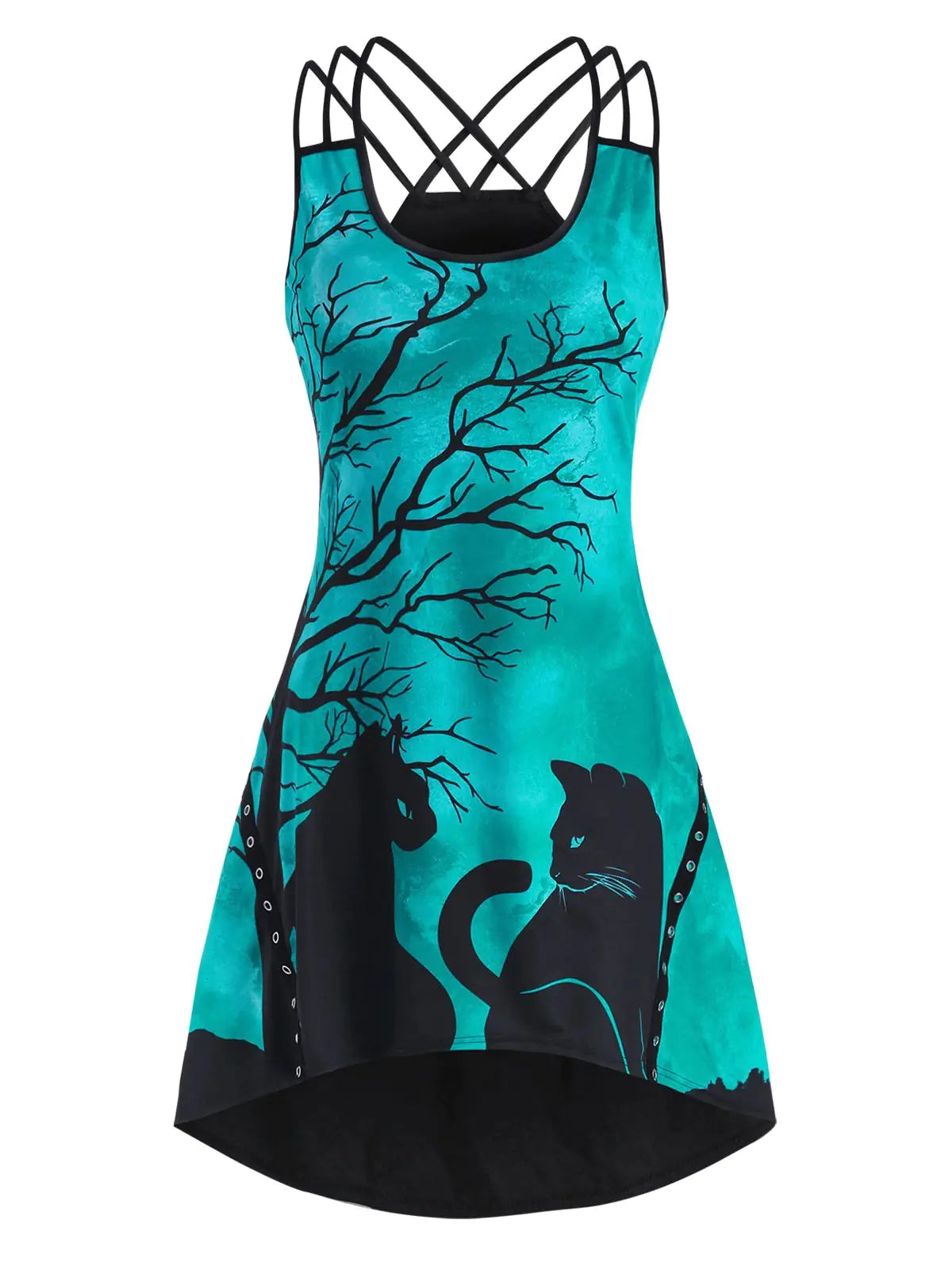 Black Cat Print Dress