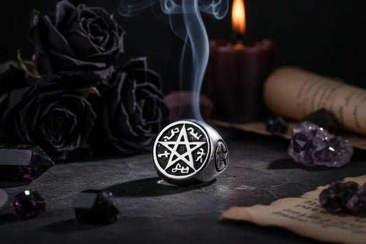 Satanic Pentagram Ring - Sorceress Sanctuary Steel color / 7-Steel color / 8-Steel color / 12-Steel color / 10-Steel color / 9
