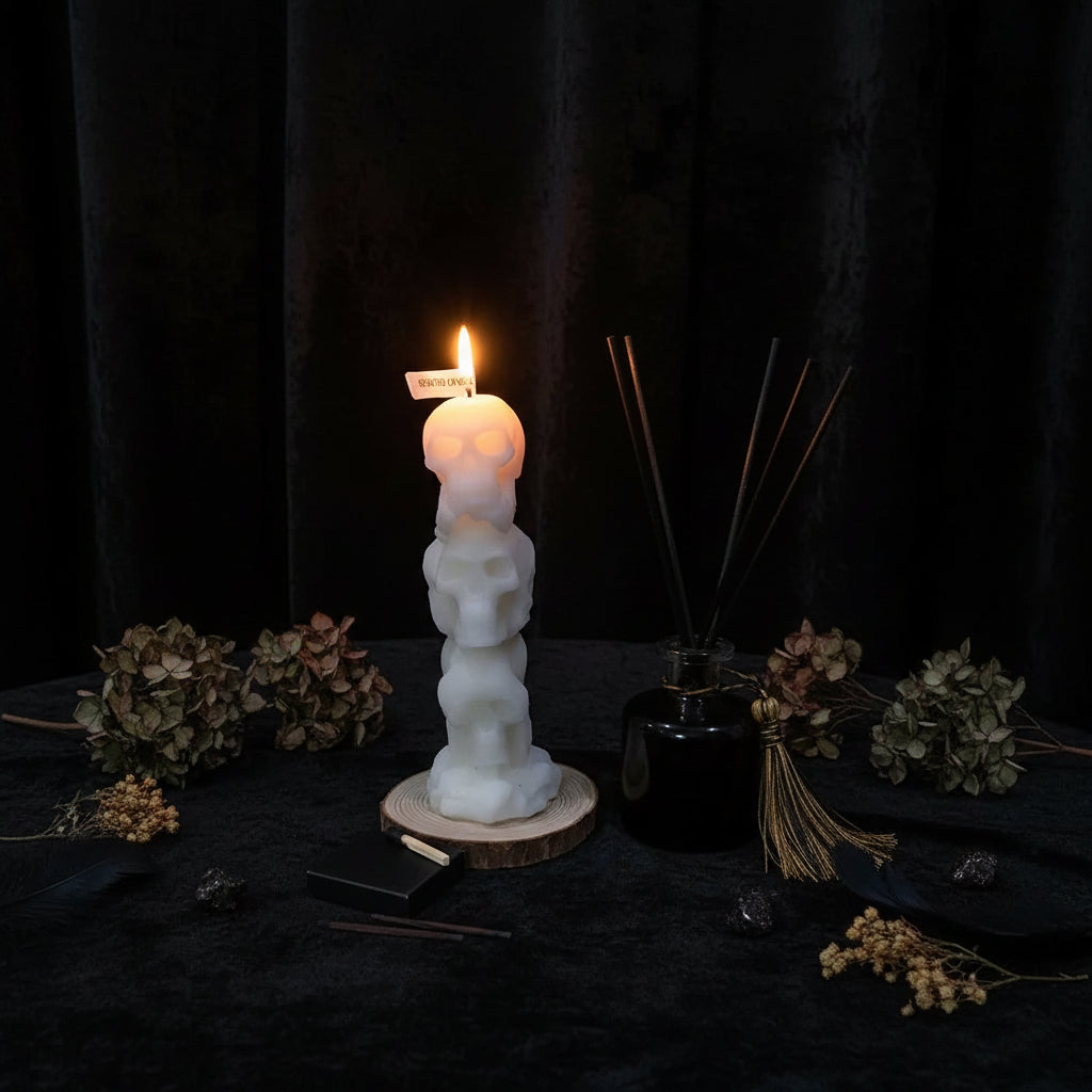 Skull Candle | 2Pcs - Sorceress Sanctuary White / 2PCS-Black / 2PCS-Gray / 2PCS