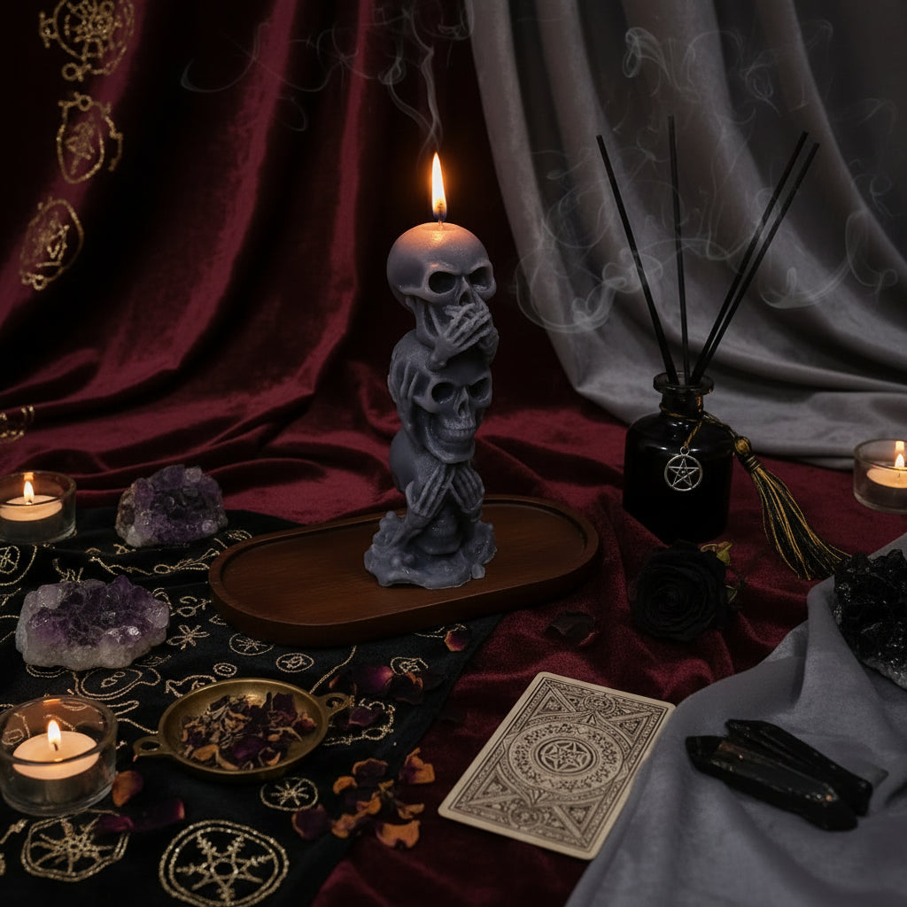 Skull Candle | 2Pcs - Sorceress Sanctuary White / 2PCS-Black / 2PCS-Gray / 2PCS