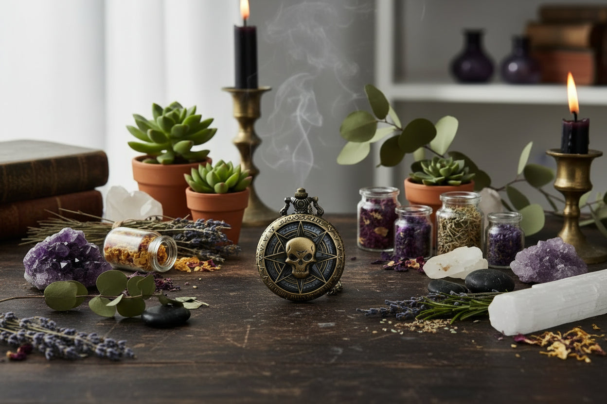 Skull Pocket Watch - Sorceress Sanctuary Copper