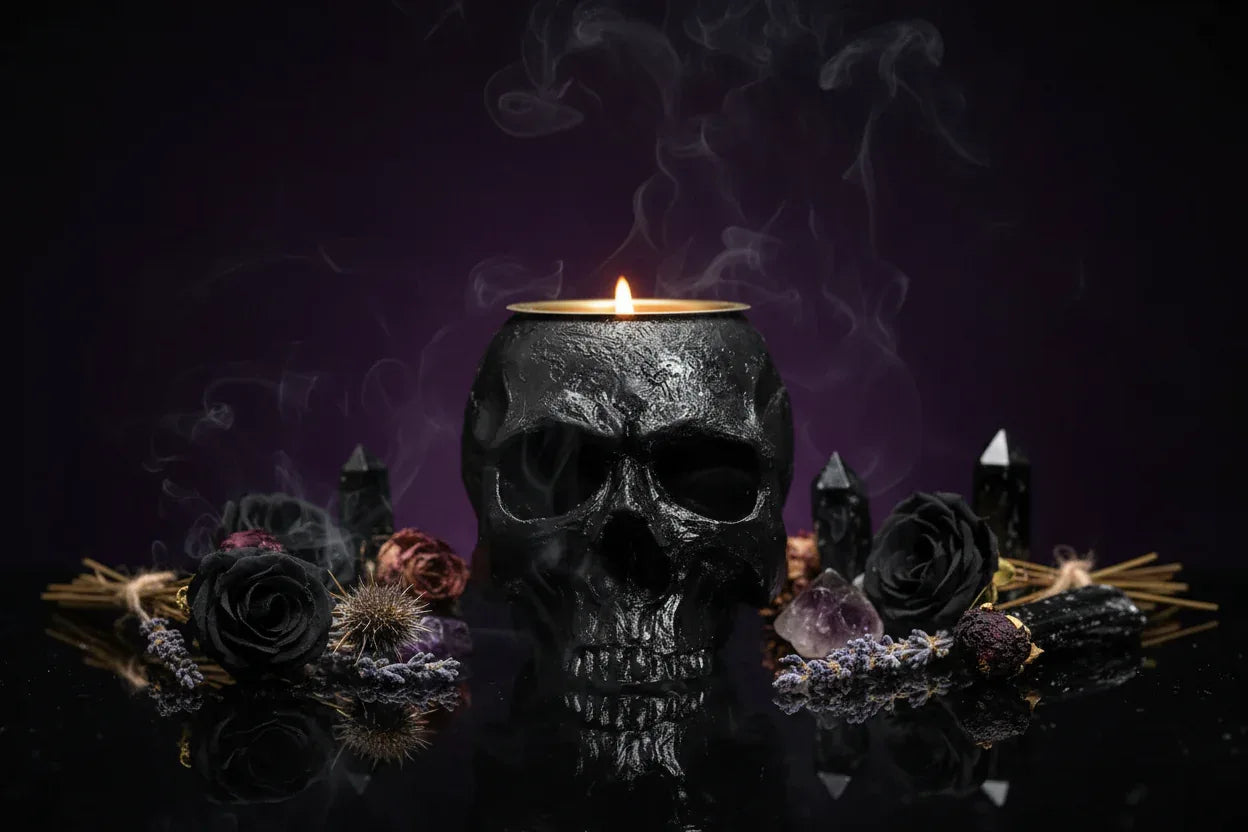 Skull Tears Candle Holder - Sorceress Sanctuary White-Black