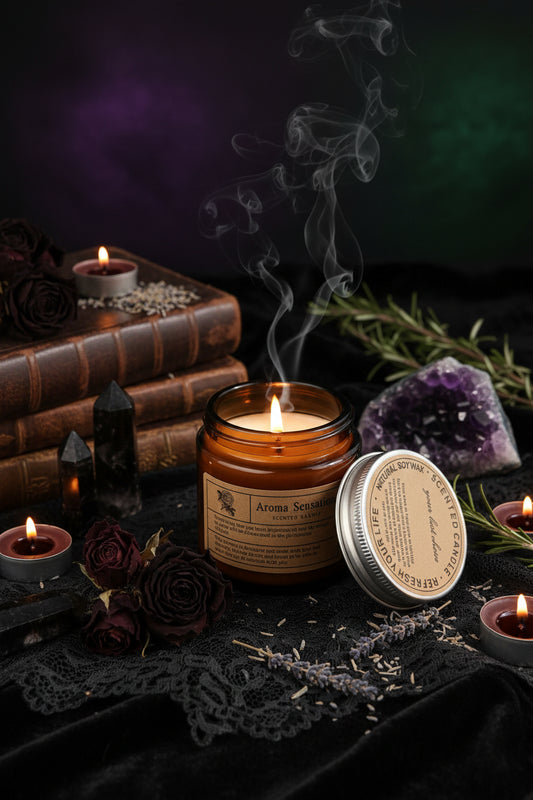 Smokeless Aromatherapy Candle - Sorceress Sanctuary Lychee White Tea-Sea Salt Salvia Officinalis-Jo Malone-Rose Sandalwood-Bamboo Green Tea