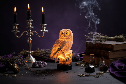 Solar Owl Light - Sorceress Sanctuary White-Brown