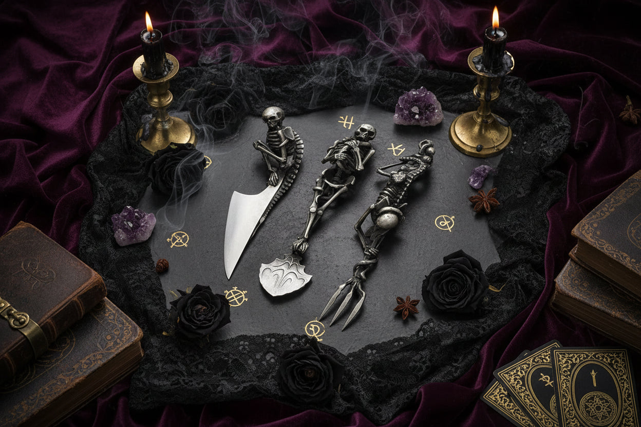 Spooky Cutlery Set - Sorceress Sanctuary Gold / Spoon-Gold / Fork-Gold / Knife-Silver / Spoon-Silver / Knife