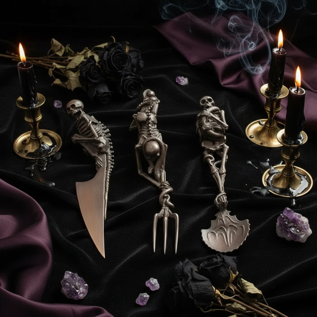 Spooky Cutlery Set - Sorceress Sanctuary Gold / Spoon-Gold / Fork-Gold / Knife-Silver / Spoon-Silver / Knife