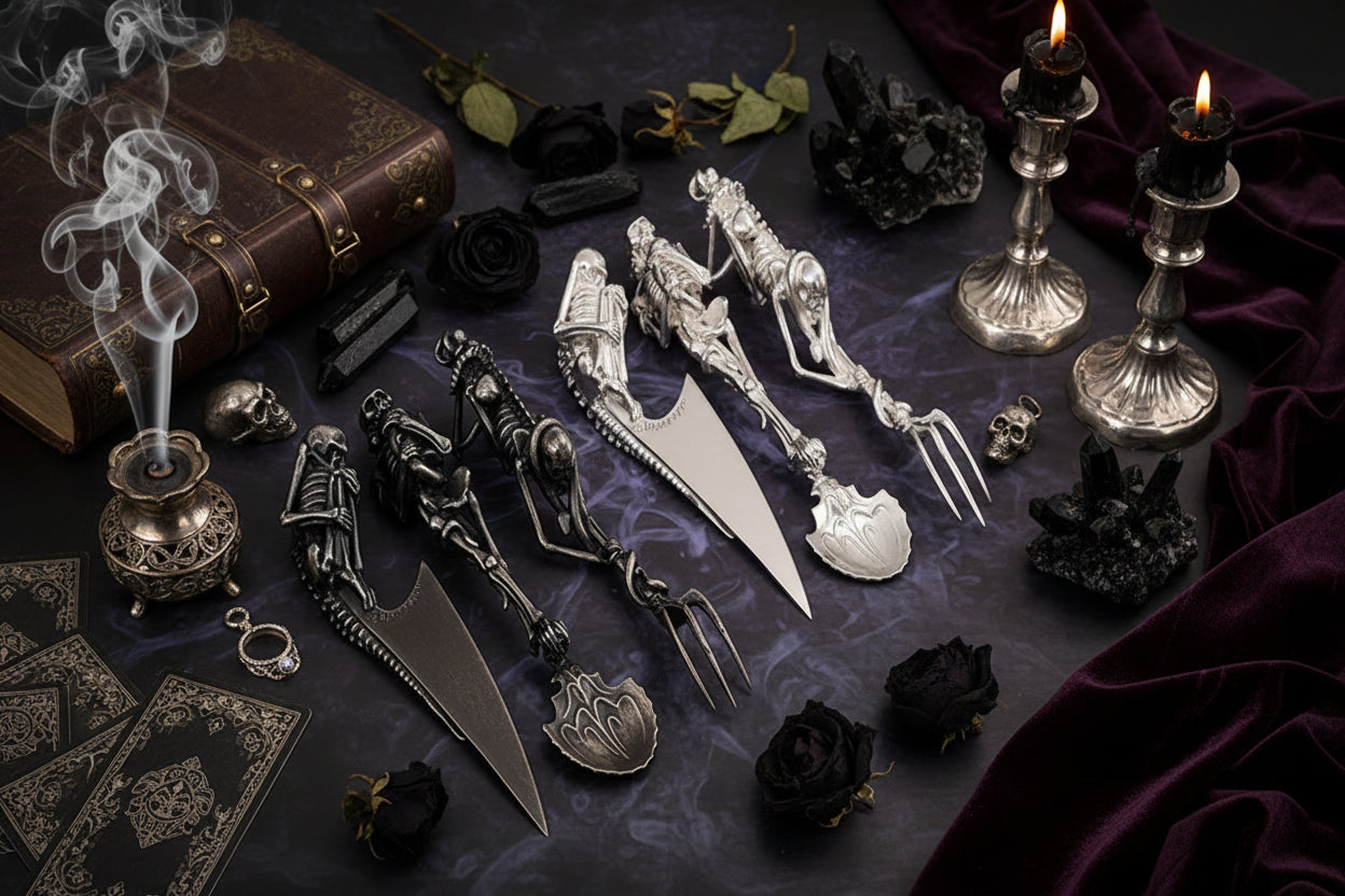 Spooky Cutlery Set - Sorceress Sanctuary Gold / Spoon-Gold / Fork-Gold / Knife-Silver / Spoon-Silver / Knife