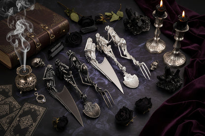 Spooky Cutlery Set - Sorceress Sanctuary Gold / Spoon-Gold / Fork-Gold / Knife-Silver / Spoon-Silver / Knife