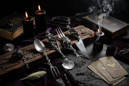 Spooky Cutlery Set - Sorceress Sanctuary Gold / Spoon-Gold / Fork-Gold / Knife-Silver / Spoon-Silver / Knife