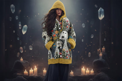 Spooky Knitted Coat - Sorceress Sanctuary White Floral & Insects / S-White Floral & Insects / M-White Floral & Insects / L-White Floral & Insects / XL-White Floral & Insects / 2XL