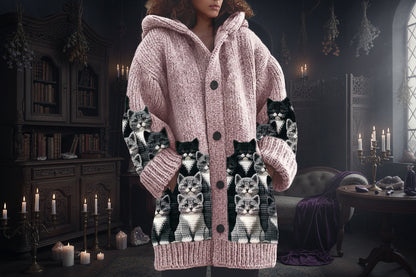Spooky Knitted Coat - Sorceress Sanctuary White Floral & Insects / S-White Floral & Insects / M-White Floral & Insects / L-White Floral & Insects / XL-White Floral & Insects / 2XL