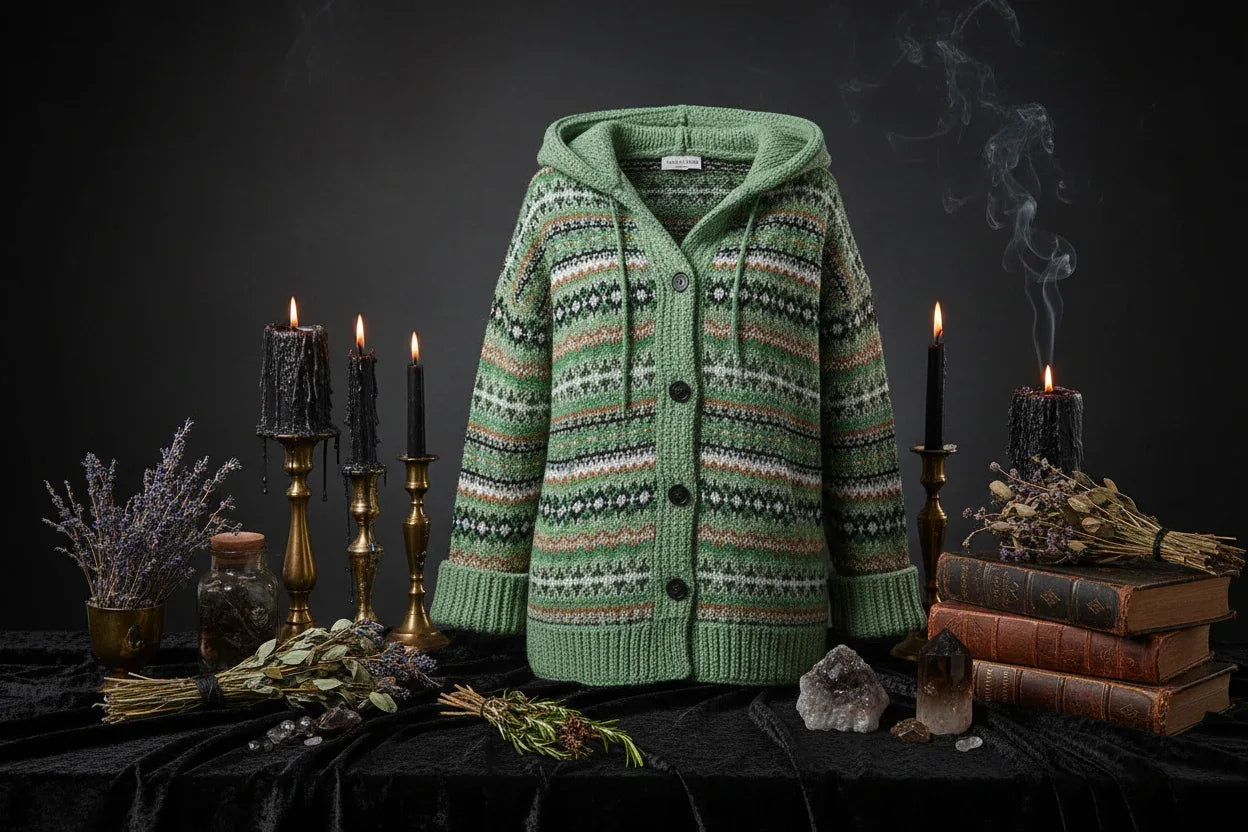 Spooky Knitted Coat - Sorceress Sanctuary White Floral & Insects / S-White Floral & Insects / M-White Floral & Insects / L-White Floral & Insects / XL-White Floral & Insects / 2XL