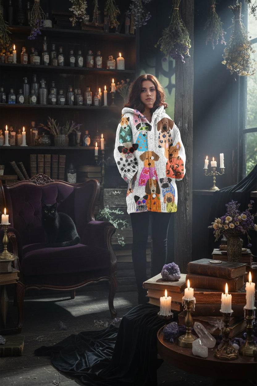 Spooky Knitted Coat - Sorceress Sanctuary White Floral & Insects / S-White Floral & Insects / M-White Floral & Insects / L-White Floral & Insects / XL-White Floral & Insects / 2XL