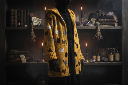 Spooky Knitted Coat - Sorceress Sanctuary White Floral & Insects / S-White Floral & Insects / M-White Floral & Insects / L-White Floral & Insects / XL-White Floral & Insects / 2XL