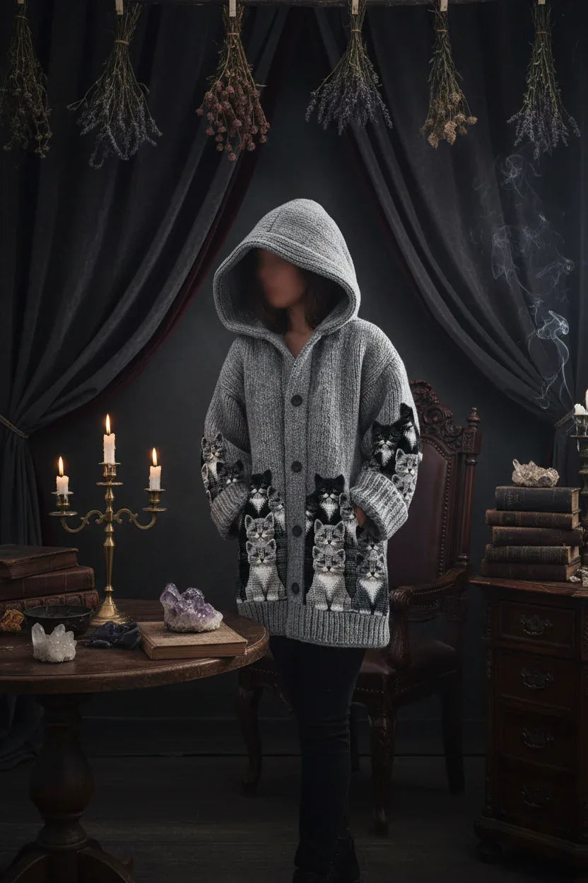 Spooky Knitted Coat - Sorceress Sanctuary White Floral & Insects / S-White Floral & Insects / M-White Floral & Insects / L-White Floral & Insects / XL-White Floral & Insects / 2XL