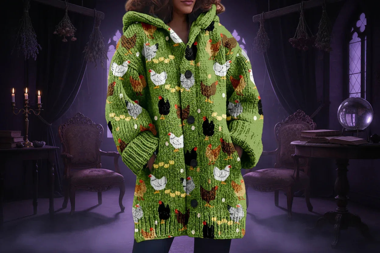 Spooky Knitted Coat - Sorceress Sanctuary White Floral & Insects / S-White Floral & Insects / M-White Floral & Insects / L-White Floral & Insects / XL-White Floral & Insects / 2XL
