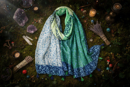 Spring Leaves Silk Scarf - Sorceress Sanctuary 1PCS