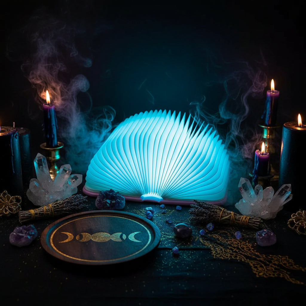 Folding LED Book Light with Colorful Rechargeable Design Sorceress Sanctuary