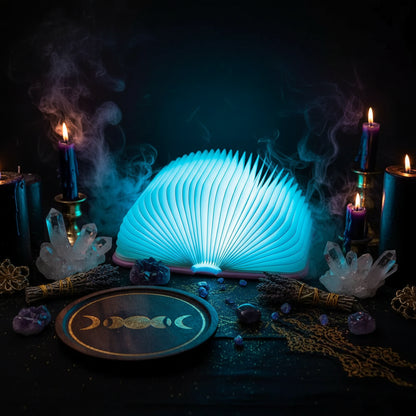 Folding LED Book Light with Colorful Rechargeable Design Sorceress Sanctuary