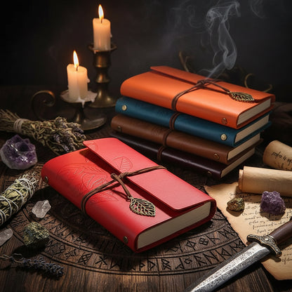 Custom Creative Travel Journal with Vintage Leaf Design Sorceress Sanctuary