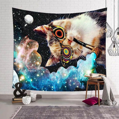 Throwing Stones Cat Tapestry