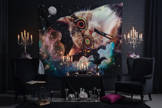 Throwing Stones Cat Tapestry - Sorceress Sanctuary