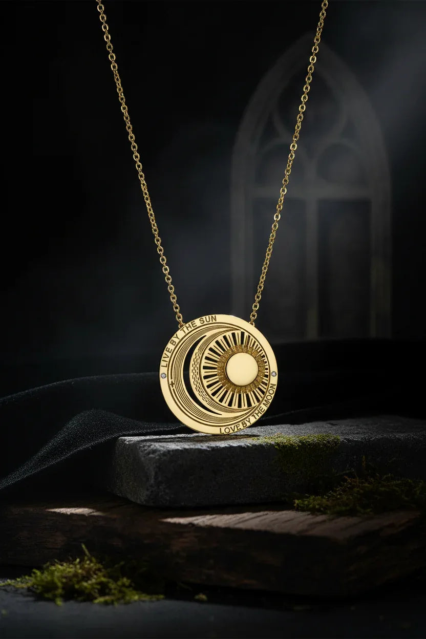 Tarot Necklace - Sorceress Sanctuary Eight Pointed Stars-Moon Phase-Small Sun Moon-Big Sun And Moon-Eyes