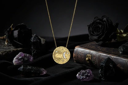 Tarot Necklace - Sorceress Sanctuary Eight Pointed Stars-Moon Phase-Small Sun Moon-Big Sun And Moon-Eyes