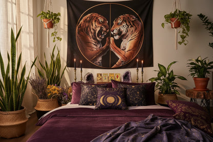 Tiger Battle Tapestry - Sorceress Sanctuary 150x130cm-150x200cm