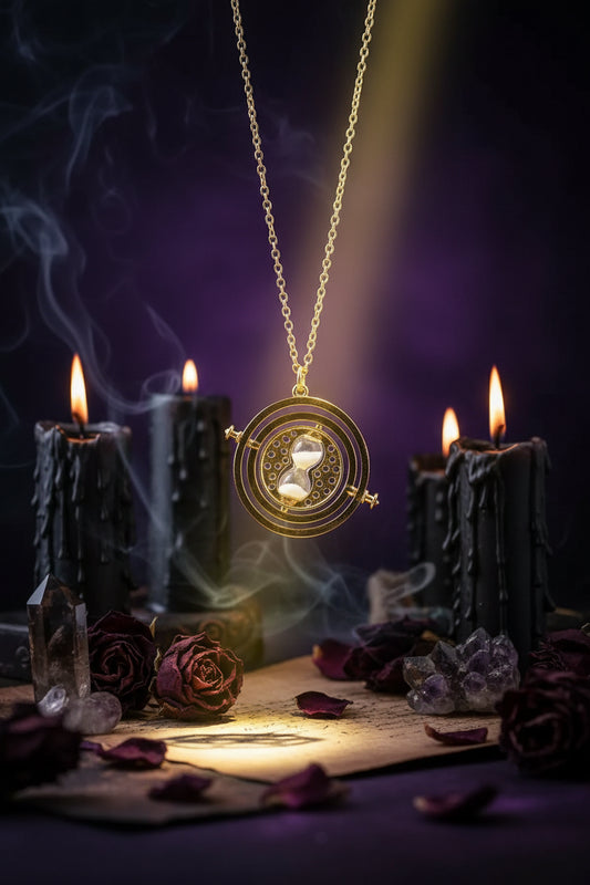 Time Turner Hourglass Necklace - Sorceress Sanctuary Gray-Pink-Silver-Gold-White