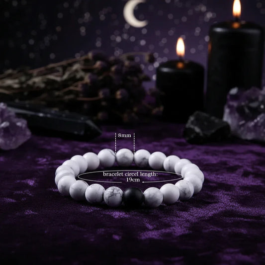 Twin Flame Bracelets - Sorceress Sanctuary Yellow Tiger + Matte Black / 19cm-Blue pine + matte black / 19cm-Red pine + matte black / 19cm-Volcanic stone + yellow tiger / 19cm-Map + Matte Black / 19cm