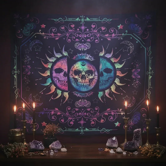 UV Skull Sun Tapestry - Sorceress Sanctuary 73X95CM-100X150CM-130X150CM-150X200CM-180X230CM