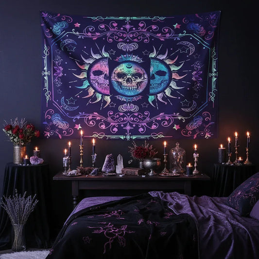 UV Skull Sun Tapestry - Sorceress Sanctuary 73X95CM-100X150CM-130X150CM-150X200CM-180X230CM