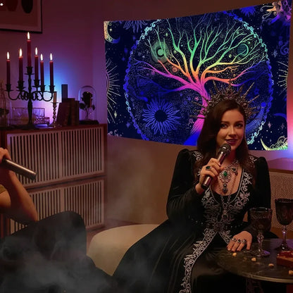UV Tree Of Life Tapestry - Sorceress Sanctuary ZLGT-SHU- / 95*73cm (Ground cloth)-ZLGT-SHU- / 150*130cm (Ground cloth)-ZLGT-SHU- / 200*150cm (Ground cloth)-ZLGT-SHU- / 230*180cm (Ground cloth)-ZLGT-SHU- / 95*73cm (fleece)