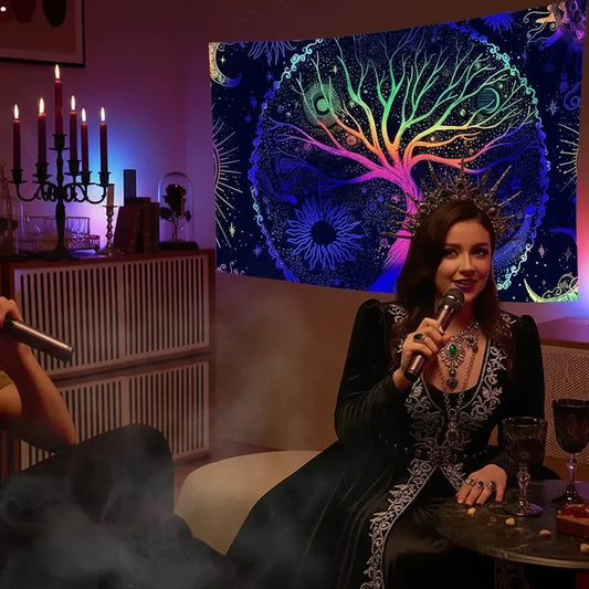 UV Tree Of Life Tapestry - Sorceress Sanctuary ZLGT-SHU- / 95*73cm (Ground cloth)-ZLGT-SHU- / 150*130cm (Ground cloth)-ZLGT-SHU- / 200*150cm (Ground cloth)-ZLGT-SHU- / 230*180cm (Ground cloth)-ZLGT-SHU- / 95*73cm (fleece)