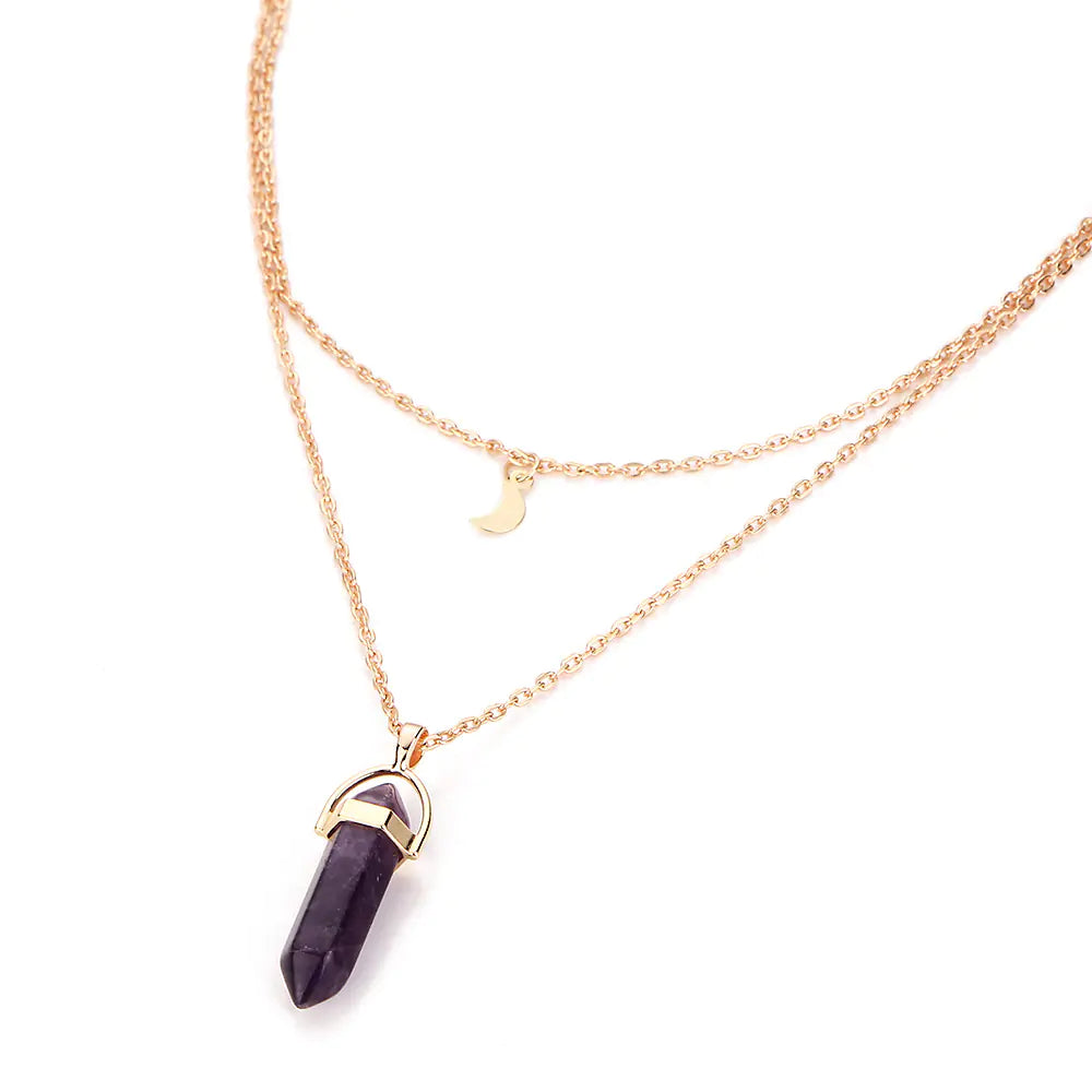Natural Crystal Moon Necklace