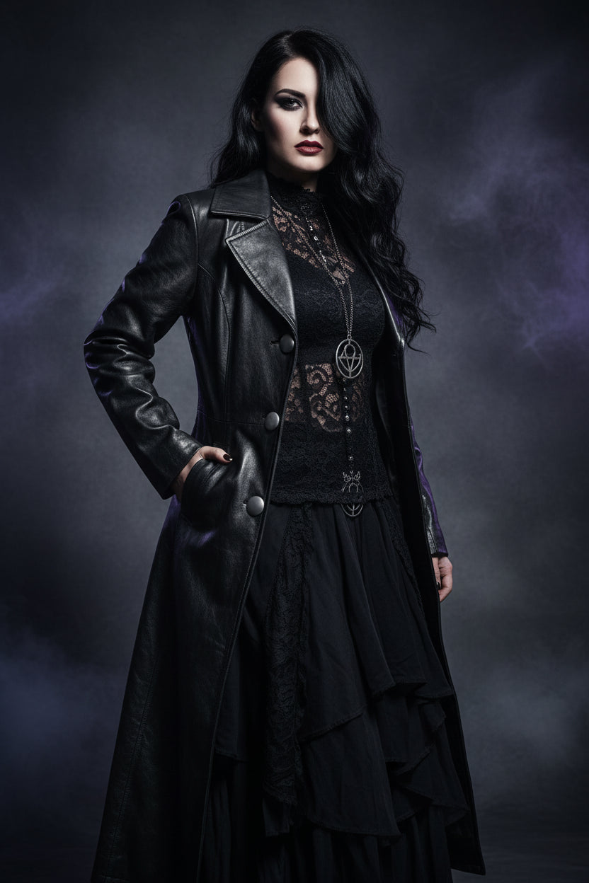 Retro Leather Trench Coat