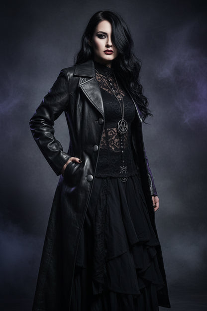 Retro Leather Trench Coat