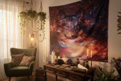 Galaxy Wolf Tapestry