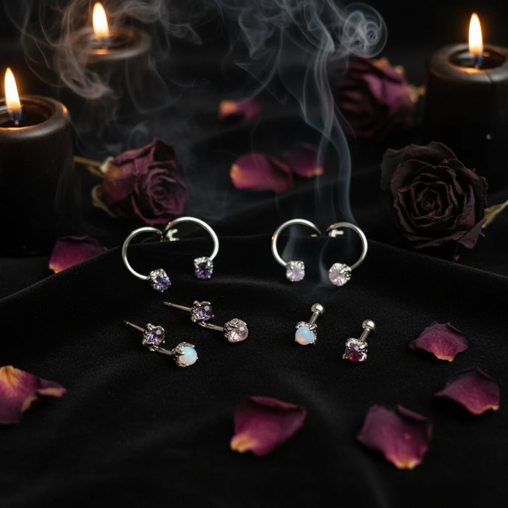 Dragon Claw Lip Ring with Zircon and Opal Piercing Decor Sorceress Sanctuary