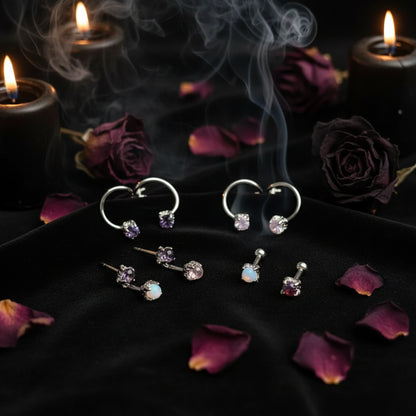 Dragon Claw Lip Ring with Zircon and Opal Piercing Decor Sorceress Sanctuary