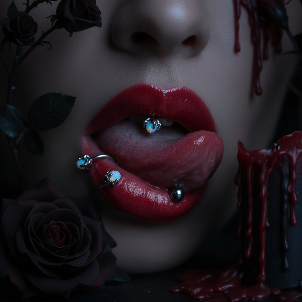Dragon Claw Lip Ring with Zircon and Opal Piercing Decor Sorceress Sanctuary