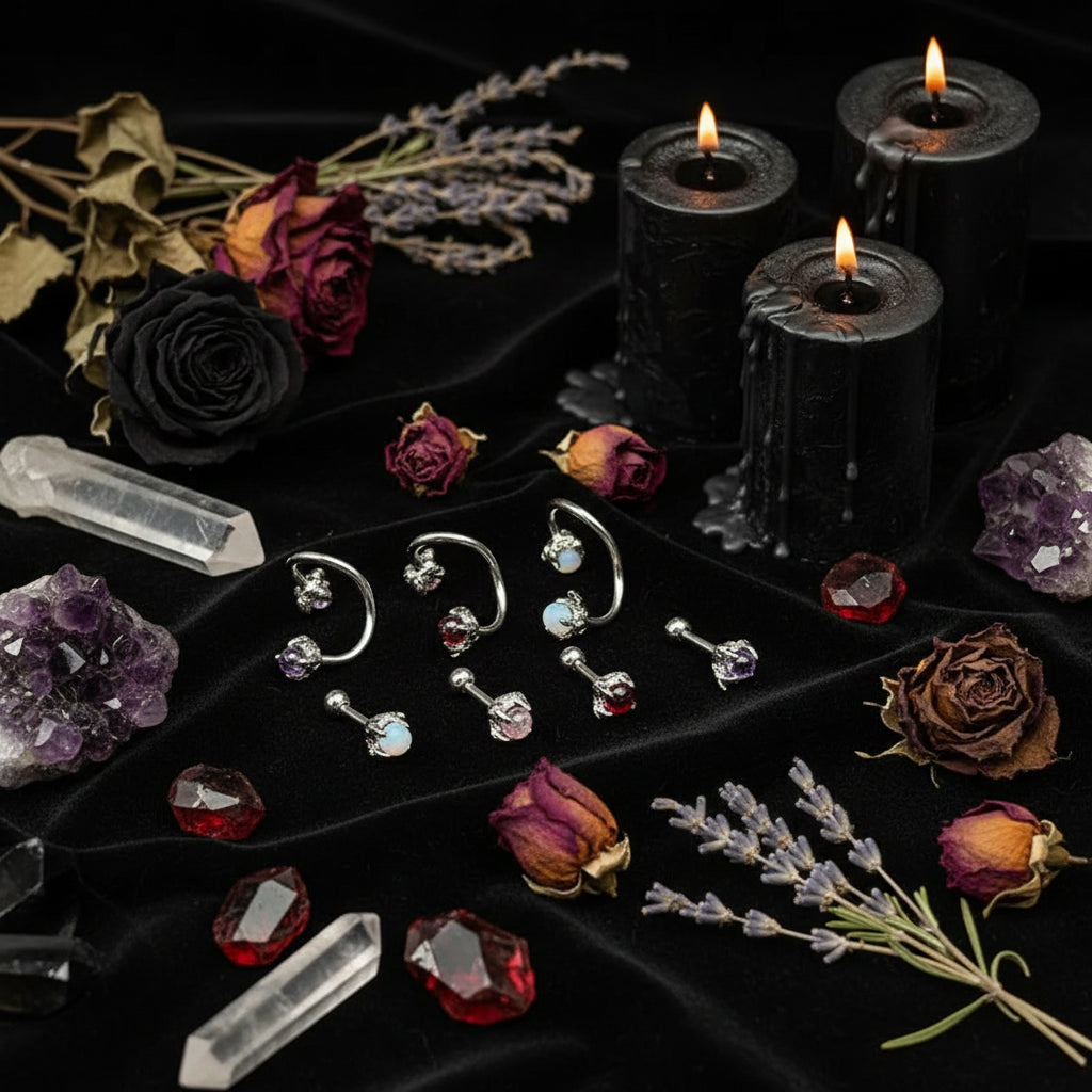 Dragon Claw Lip Ring with Zircon and Opal Piercing Decor Sorceress Sanctuary