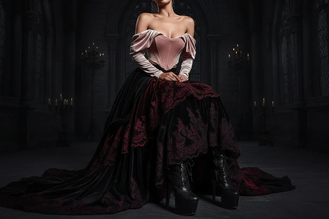 Velvet Corset - Sorceress Sanctuary White / S-White / M-White / L-Red / S-Red / M
