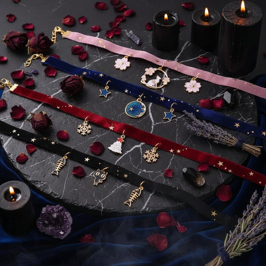 Velvet Star Collar - Sorceress Sanctuary Sakura Cat / XS-Sakura Cat / S-Sakura Cat / M-Sakura Cat / L-Kitten / XS